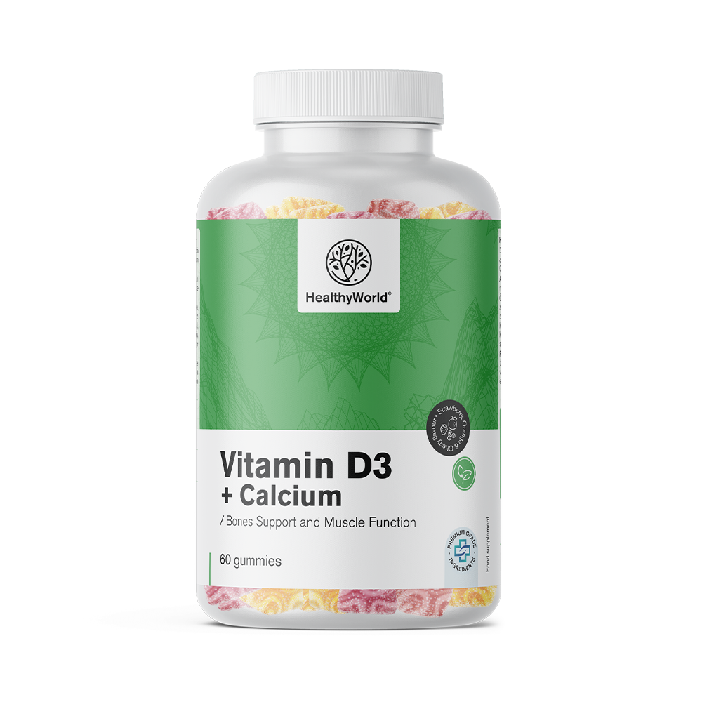 Vitamin D3 + Calcium in gummy candies.