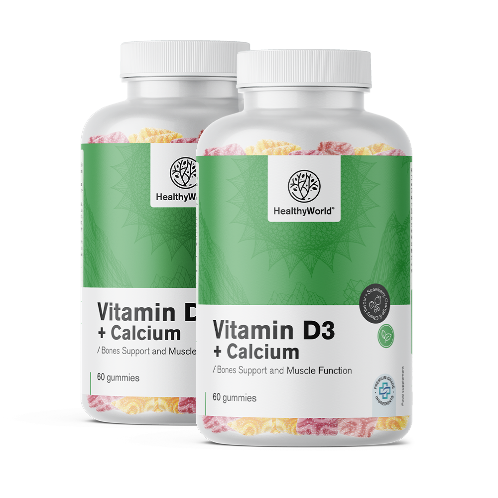 Vitamin D3 + Calcium in gummy candies.