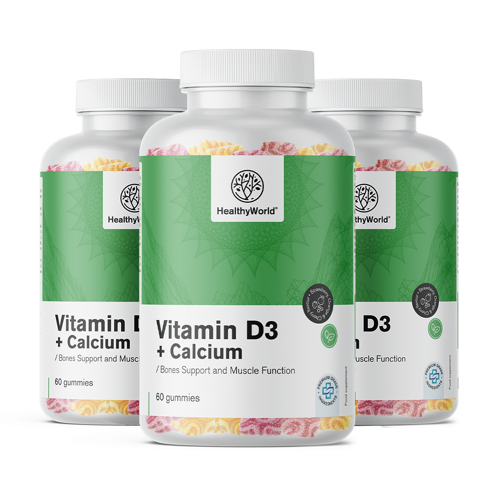 Vitamin D3 + Calcium in gummy candies.