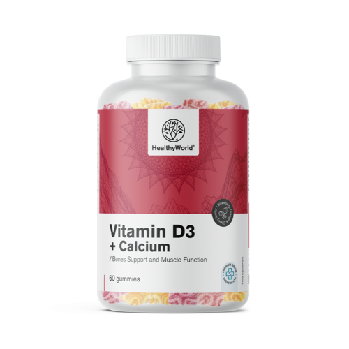 Vitamin D3 + Calcium – Gummies for Muscles, Bones and Teeth, 60 gummies