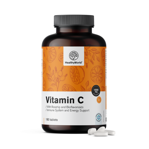 Vitamin C 1000 mg - with Rosehip and Bioflavonoids, 180 tablets