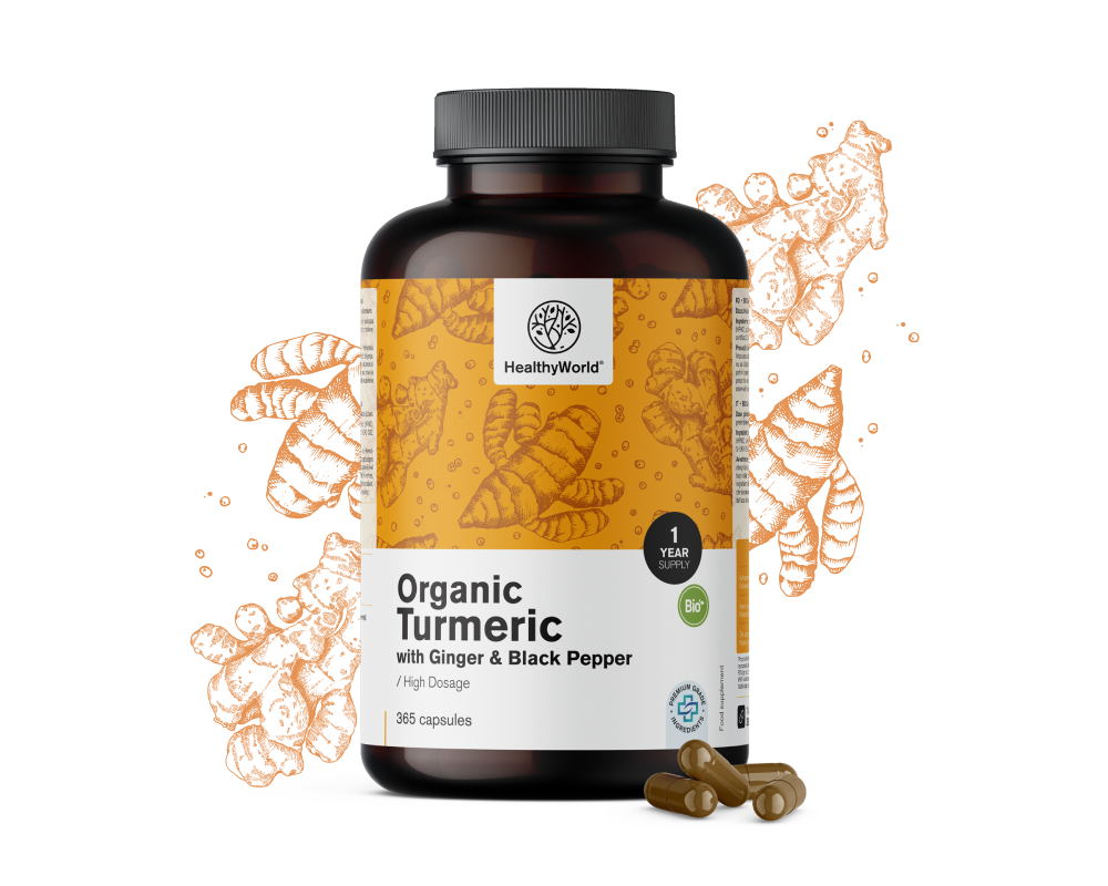 Organic Turmeric 480 mg - with Ginger and Black Pepper